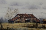 landscape, rural, barn, farm, ohio, pataskala, original watercolor painting, oberst
